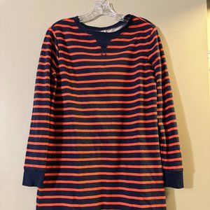 Oversized Orange and Navy Striped Sweater Dress